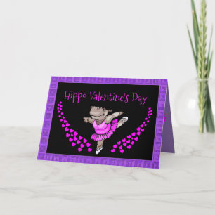 Carte Saint Valentin avec Hippo Ballerina