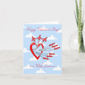 Carte Saint-Valentin Avions à Réaction Rouges Ciel (Devant)