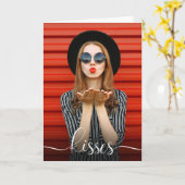 Carte Saint Valentin baisers avec votre photo (Fleur jaune)