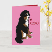 Carte Saint Valentin Bernese Mountain Dog (Fleur jaune)