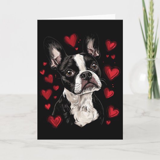 Carte Saint-Valentin Boston Terrier (Devant)
