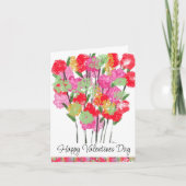 Carte Saint-Valentin Bouquet de fleurs roses rouges (Devant)