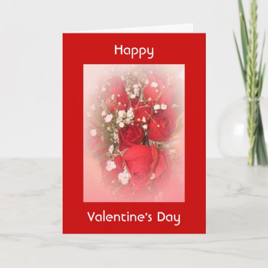 Carte Saint Valentin Bouquet rose (Devant)