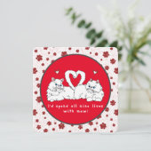 Carte Saint Valentin Chats Perses blancs avec Coeurs (Debout devant)