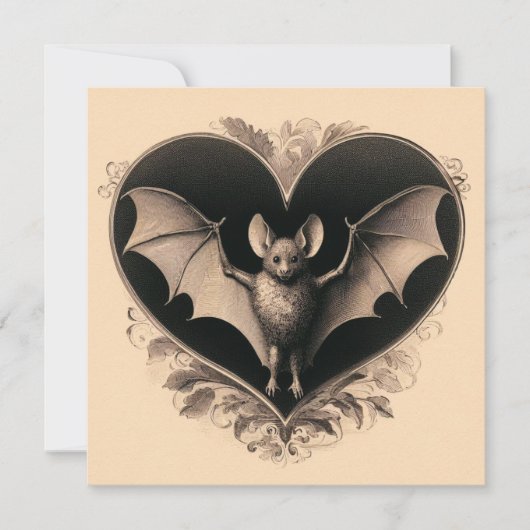 Carte Saint Valentin Chauve-souris Gothique Vintage Goth (Devant)