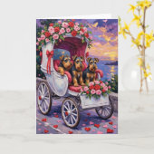 Carte Saint-Valentin Chien Airedale  (Fleur jaune)