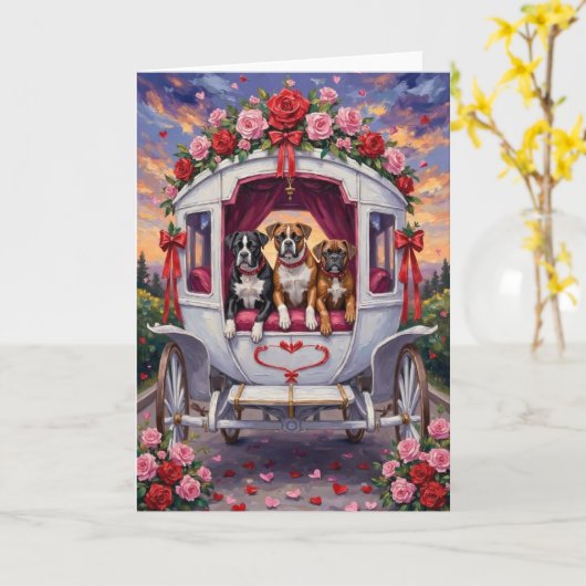 Carte Saint-Valentin Chien Boxer  (Fleur jaune)