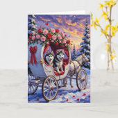 Carte Saint-Valentin Chien Husky Sibérien (Fleur jaune)