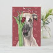 Carte Saint Valentin Chien romantique avec Fleur (Debout devant)