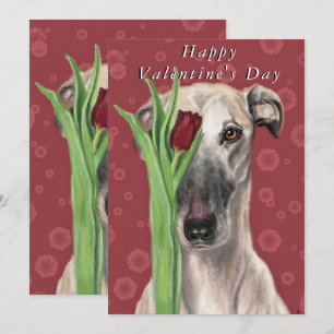 Carte Saint Valentin Chien romantique avec Fleur