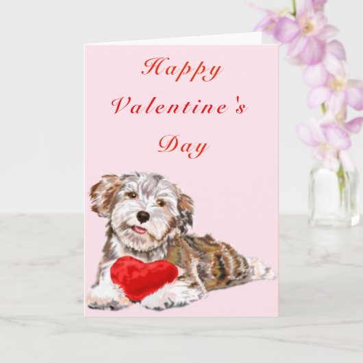 Carte Saint Valentin Chiot Love Votre nom Texte (Orchidée)
