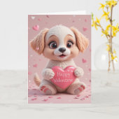 Carte Saint-Valentin Chiot Mignon Amour de Chien  (Fleur jaune)