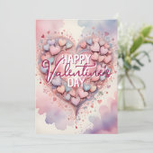 Carte Saint-Valentin cœur aquarelle pastel et fantaisist (Debout devant)