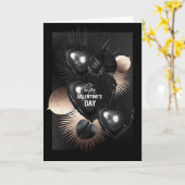 Carte Saint Valentin Coeur d’or noir et Rose, Feuille (Fleur jaune)