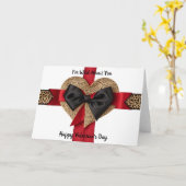 Carte Saint-Valentin cœur léopard noir rouge (Fleur jaune)