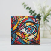 Carte Saint Valentin Coeur Oeil Abstrait (Debout devant)