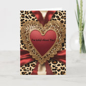 Carte Saint-Valentin cœur rouge léopard (Devant)