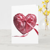 Carte Saint-Valentin cœur ruban rose (Fleur jaune)