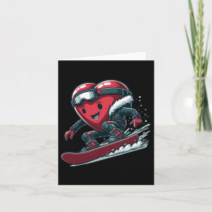 Carte Saint-Valentin Cœur Snowboardeur Snowboard Gagne