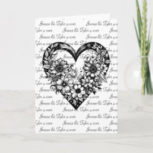 Carte Saint-Valentin coeur tribal noir personnalisé 