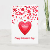 Carte Saint Valentin Coeurs de Confetti Rouge Salutation (Devant)