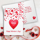Carte Saint Valentin Coeurs de Confetti Rouge Salutation