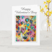 Carte Saint-Valentin - Coeurs multicolores (Fleur jaune)