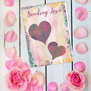 Carte Saint Valentin Coeurs peints Message personnalisé