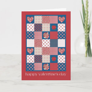 Carte Saint-Valentin, Coeurs, Roses, Faux-patchwor