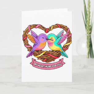 Carte Saint-Valentin Colibri Mignon Mon cœur bourdonnant
