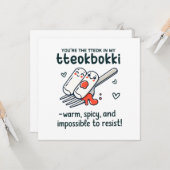 Carte Saint Valentin coréen Tteokbokki (Devant/Arrière en situation)