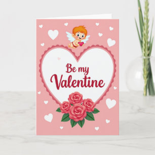 Carte Saint-Valentin Cupidon Amour Roses