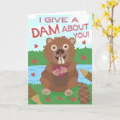 Carte Saint Valentin Cute Beaver Donner un jeu de barrag (Fleur jaune)