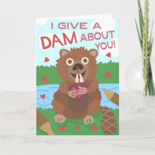 Carte Saint Valentin Cute Beaver Donner un jeu de barrag