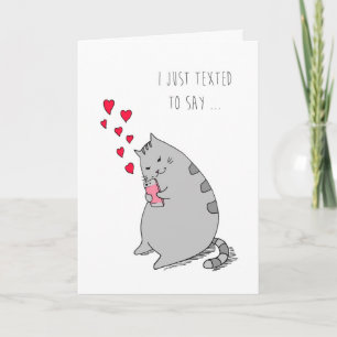 Carte Saint Valentin Cute Chat Texting I Love You