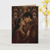 Carte Saint-Valentin d'anniversaire de couple médiéval (Fleur jaune)