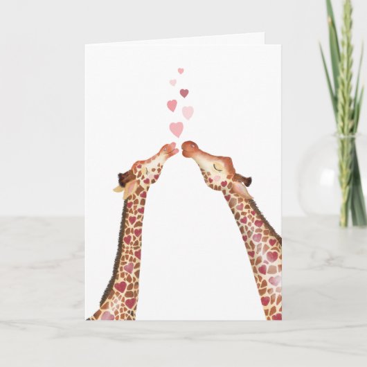 Carte Saint Valentin de jolies girafes de baiser (Devant)