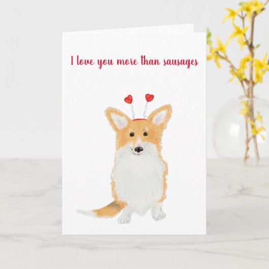 Carte Saint-Valentin de mignonne corgi (Fleur jaune)