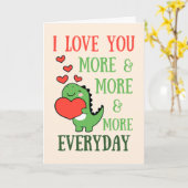 Carte Saint-Valentin Dinosaure Mignon T'aime Plus Chaque (Fleur jaune)