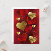 Carte Saint-Valentin dorés et rouges (Devant/Arrière en situation)