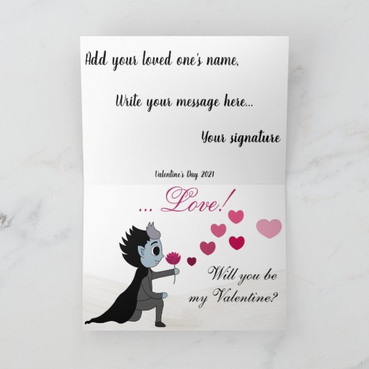 Carte Saint Valentin Dracula (Intérieur)