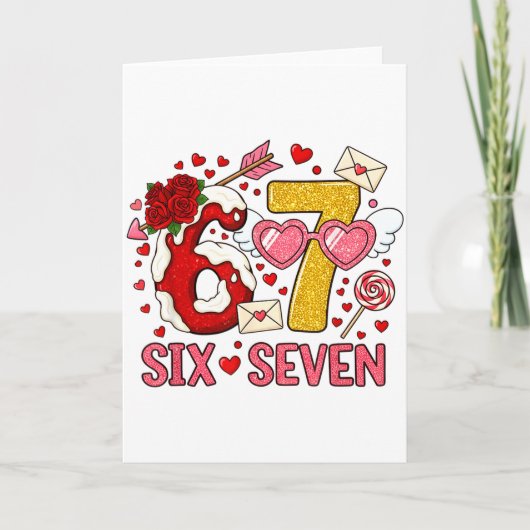 Carte Saint-Valentin Drôle 67 Meme Six Sept 6 7 Cœurs (Devant)