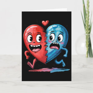 Carte Saint-Valentin drôle à cœur divisé pour hommes, fe