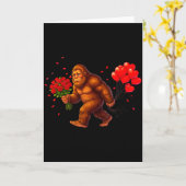 Carte Saint-Valentin drôle Bigfoot cœur Sasquatch Rétro  (Fleur jaune)