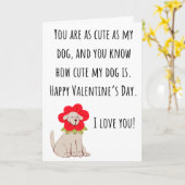 Carte Saint Valentin drôle comme mon chien plié (Fleur jaune)