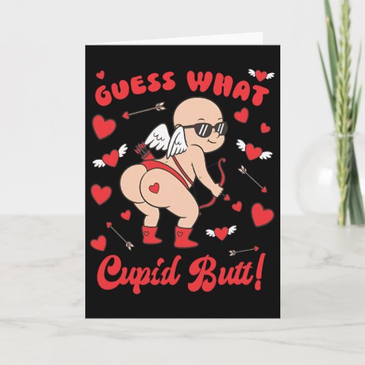 Carte Saint Valentin drôle, devine quoi Cupid Butt (Devant)