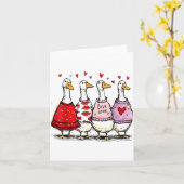 Carte Saint Valentin drôle d'oie sotte Tendance (Fleur jaune)