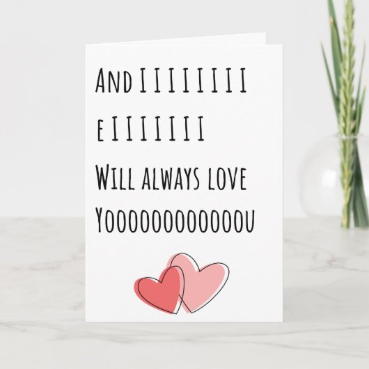 Carte Saint Valentin drôle Je t'aimerai toujours plié (Devant)