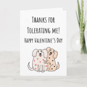Carte Saint Valentin drôle Merci de me tolérer Plié (Devant)