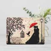 Carte Saint Valentin Élégant Vintage Beige & Noir Poésie (Debout devant)